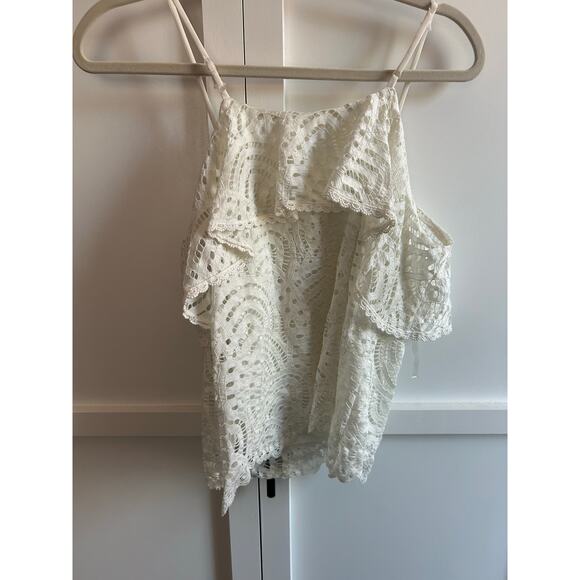 Everly White Lace Cold Shoulder Top Small - Picture 3 of 5